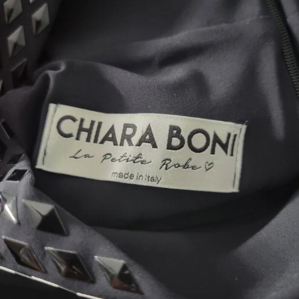 Chiara Boni Black Embellished Halter Neck Bodycon Midi Dress - Picture 6 of 7